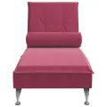 Chaise longue de massage avec traversin rouge bordeaux velours