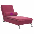 Chaise longue de massage avec traversin rouge bordeaux velours