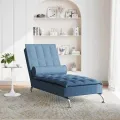 Chaise longue de massage avec traversin bleu tissu
