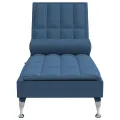 Chaise longue de massage avec traversin bleu tissu