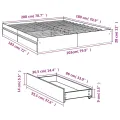 Cadre de lit avec tiroirs sans matelas sonoma gris 180x200 cm