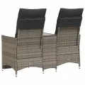 Canapé de jardin inclinable 2 places avec table gris poly rotin