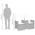 Canapé de jardin inclinable 2 places avec table gris poly rotin