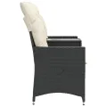 Canapé de jardin inclinable 2 places avec table noir poly rotin