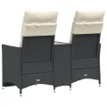 Canapé de jardin inclinable 2 places avec table noir poly rotin