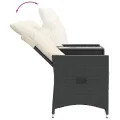 Canapé de jardin inclinable 2 places avec table noir poly rotin