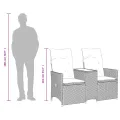 Canapé de jardin inclinable 2 places avec table noir poly rotin