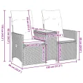 Canapé de jardin inclinable 2 places avec table noir poly rotin