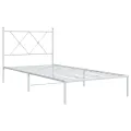 Cadre de lit métal sans matelas avec tête de lit blanc 90x200cm
