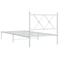 Cadre de lit métal sans matelas avec tête de lit blanc 90x200cm