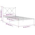 Cadre de lit métal sans matelas avec tête de lit blanc 90x200cm