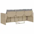 Canapé de jardin avec coussins 3 places beige résine tressée