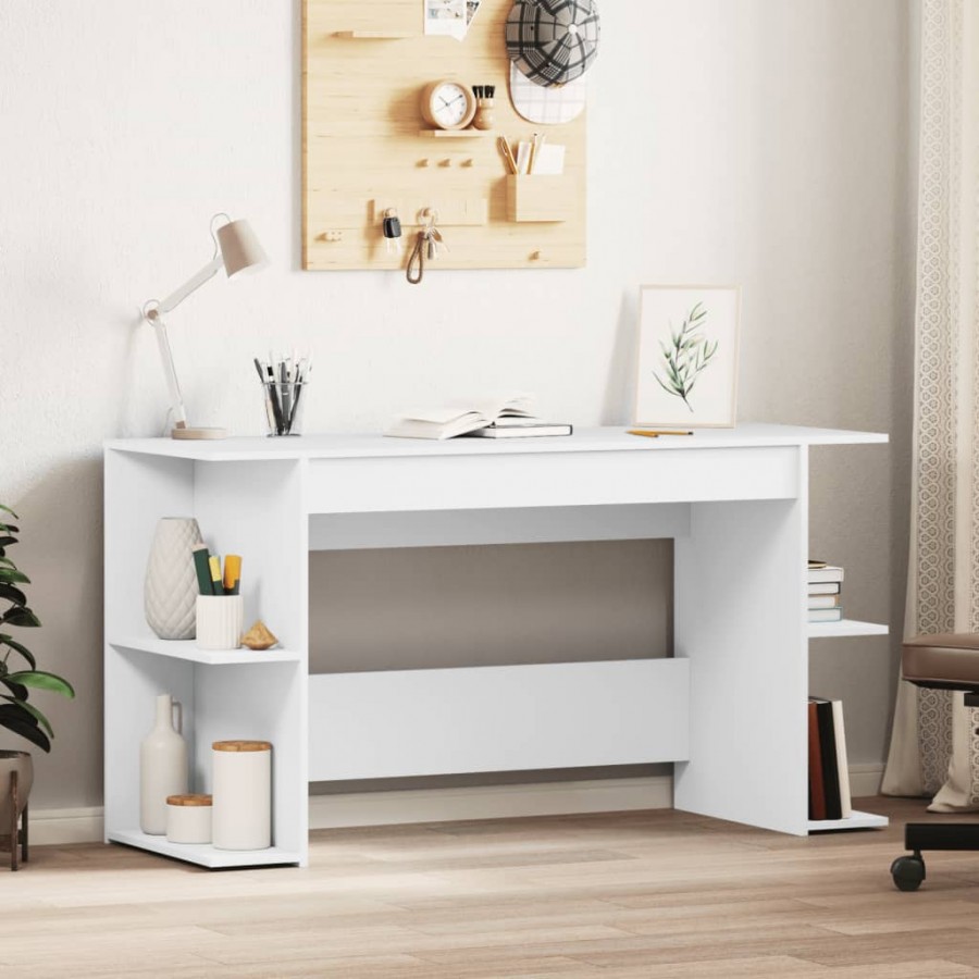 Bureau blanc 140x50x75 cm bois d'ingénierie