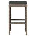 Tabourets de bar jardin coussins lot de 2 gris résine tressée
