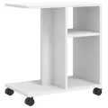 Table d'appoint avec roues blanc 50x30x55 cm bois d'ingénierie