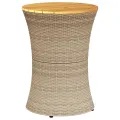 Table d'appoint de jardin forme tambour beige rotin bois massif