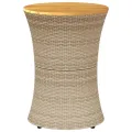 Table d'appoint de jardin forme tambour beige rotin bois massif
