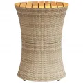 Table d'appoint de jardin forme tambour beige rotin bois massif