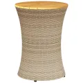 Table d'appoint de jardin forme tambour beige rotin bois massif