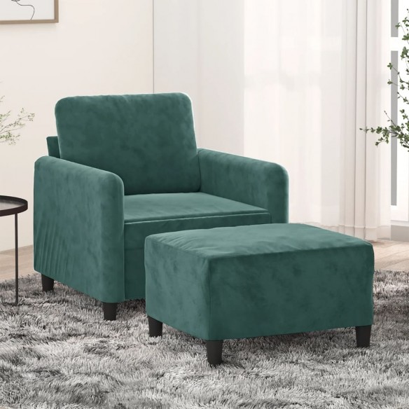 Fauteuil avec repose-pied Vert foncé 60 cm Velours