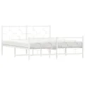 Cadre de lit métal sans matelas et pied de lit blanc 160x200 cm