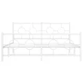 Cadre de lit métal sans matelas et pied de lit blanc 160x200 cm