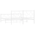 Cadre de lit métal sans matelas et pied de lit blanc 160x200 cm