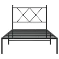Cadre de lit métal sans matelas avec tête de lit noir 90x200 cm