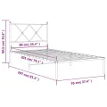 Cadre de lit métal sans matelas avec tête de lit noir 90x200 cm