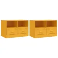Meubles TV 2 pcs jaune moutarde 67x39x44 cm acier
