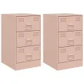 Tables de chevet 2 pcs rose 34,5x39x62 cm acier