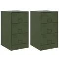Tables de chevet 2 pcs vert olive 34,5x39x62 cm acier