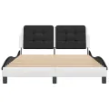 Cadre de lit sans matelas blanc et noir 140x200 cm similicuir