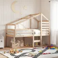 Lit haut sans matelas 75x190 cm bois de pin massif