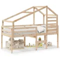 Lit haut sans matelas 75x190 cm bois de pin massif