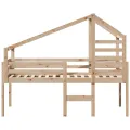 Lit haut sans matelas 75x190 cm bois de pin massif