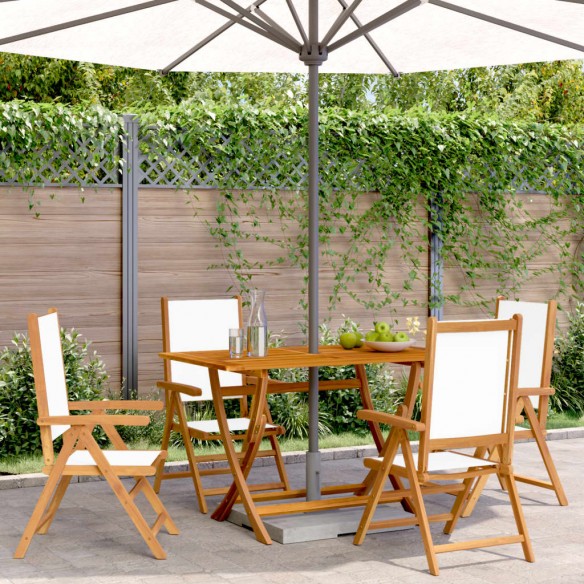 Chaises inclinables de jardin lot de 4 tissu et bois massif