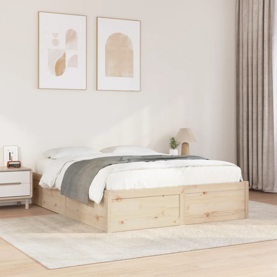 Cadre de lit sans matelas 140x190 cm bois de pin massif