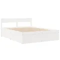 Lit avec tiroirs et matelas blanc 140x200 cm bois massif de pin