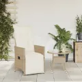 Chaise inclinable de jardin avec coussins beige résine tressée