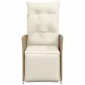 Chaise inclinable de jardin avec coussins beige résine tressée