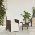 Chaise inclinable de jardin avec coussins marron résine tressée