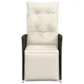 Chaise inclinable de jardin avec coussins marron résine tressée