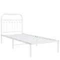 Cadre de lit métal sans matelas avec tête de lit blanc 80x200cm