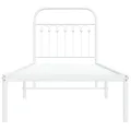 Cadre de lit métal sans matelas avec tête de lit blanc 80x200cm