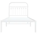 Cadre de lit métal sans matelas avec tête de lit blanc 90x200cm