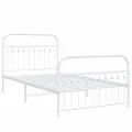Cadre de lit métal sans matelas et pied de lit blanc 107x203 cm