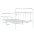 Cadre de lit métal sans matelas et pied de lit blanc 107x203 cm