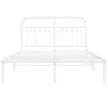 Cadre de lit métal sans matelas et tête de lit blanc 140x190 cm