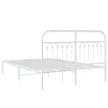 Cadre de lit métal sans matelas et tête de lit blanc 140x190 cm